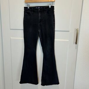 Hollister High Rise Flare Jeans Womens Size 6R Black Soft Stretch Flare Leg Y2K